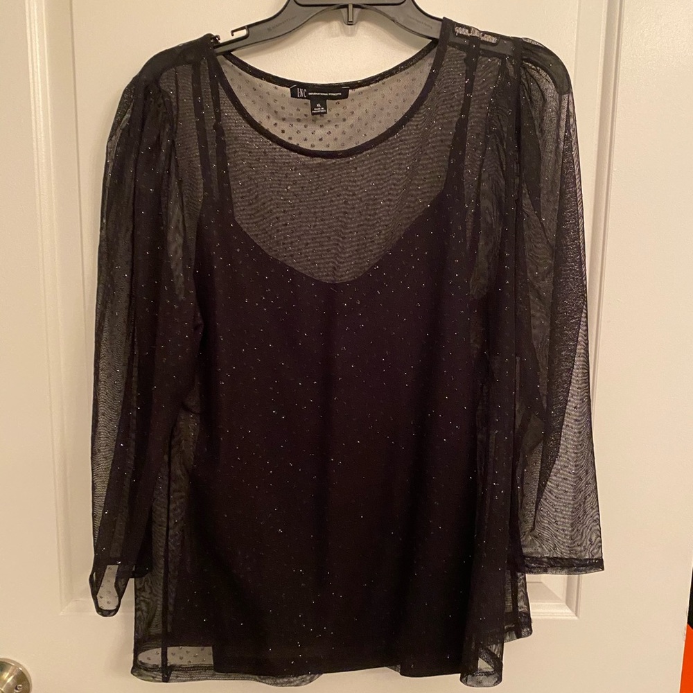 INC Black Sheer XL blouse